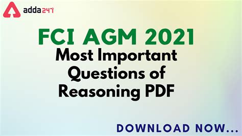 FCI AGM Study Material & Free PDF: Reasoning Questions PDF With Solution