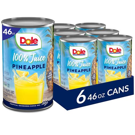 Amazon.com : Dole 100% Pineapple Juice - Dole Canned Juice - No Sugar ...