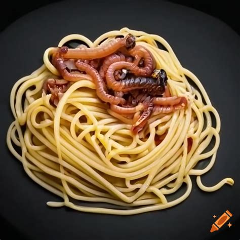 Spaghetti with worms on Craiyon
