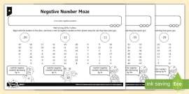 Negative Number Puzzle Worksheet / Worksheet