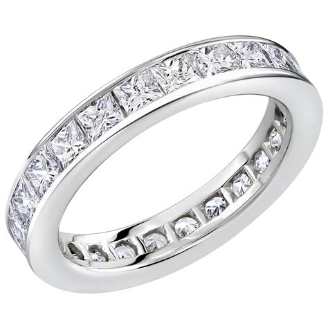 Diamond Princess-Cut Invisible Setting Gold Eternity Band For Sale at ...