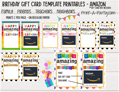 Amazon Birthday Gift Card Printable - Dress Up Your Amazon Gift Card – PrintAParty