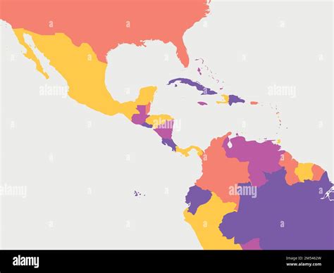 Central America blank map. High detailed political map Central American ...