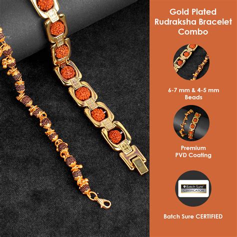 Shop Online Gold Plated Rudraksha Bracelet Combo | Satvikstore.in ...
