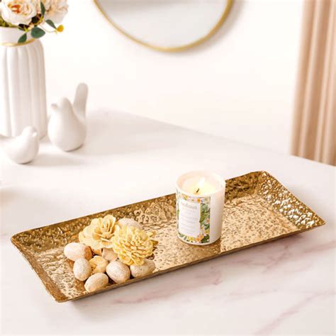 Green Garden Long Metal Decorative Tray 21x7 Inch Online - Premium Tray ...