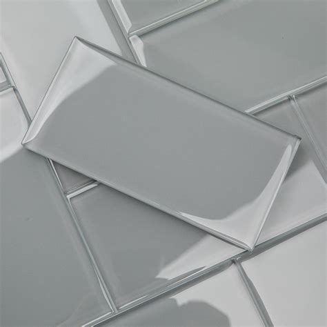 Lovdeco Grey Glass Subway Tile, Glass for Bathroom Kitchen Shower ...
