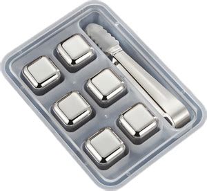 SYGA 6 Stainless Steel Whiskey Stones Ice Cubes with Tongs & Container ...