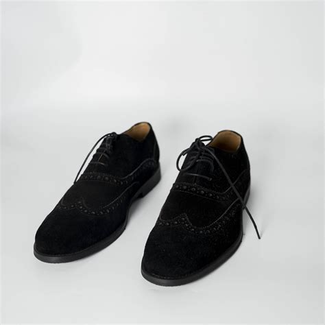 Men's Black Suede Brogue Dress Shoes on Isokko. Sold by Berwa Today ...