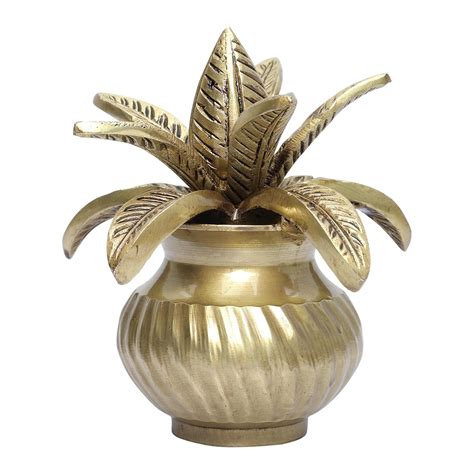 D Brasso 5 Inches Brass Mangal Kalash with Coconut Showpiece, Kalash ...