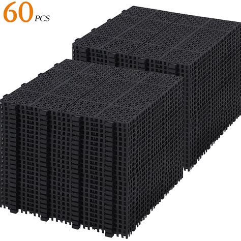 60 PCS Interlocking Deck Tiles 12" x 12", Plastic Patio Tiles Outdoor ...