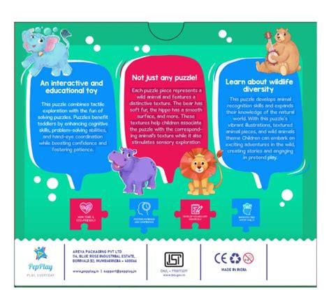 PepPlay My First Touch & Feel Puzzles Wild Animals For Kids of Age 12M ...