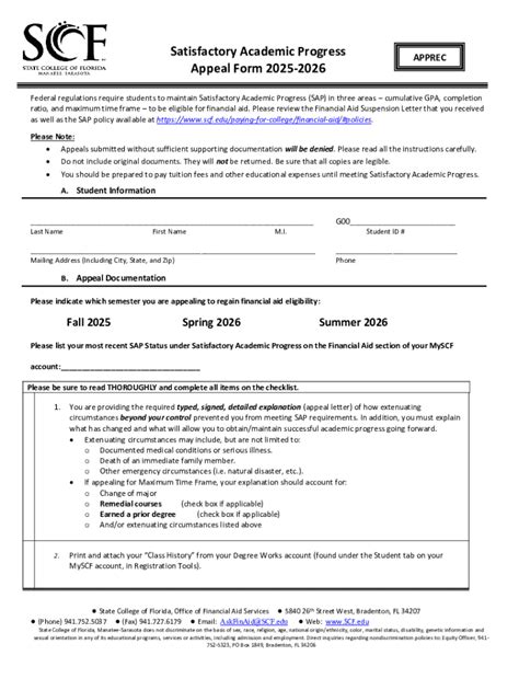 Fillable Online Satisfactory Academic Progress Appeal Form Fax Email ...