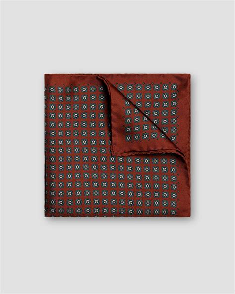 Red Geometric Silk Pocket Square - Eton