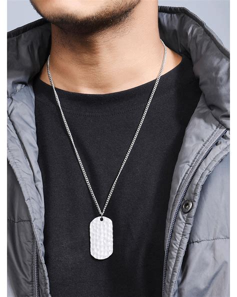 Silver Dog Tag Pendant Chain Lit – toniq-fashion
