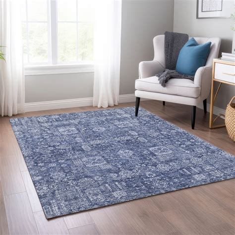 Addison Rugs Chantille Indoor/Outdoor Transitional Panel Navy Washable ...