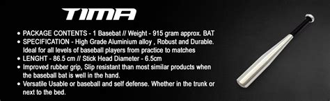 Buy Tima Aluminium Professional Base Ball Bat 34" - (Heavy Weight ...