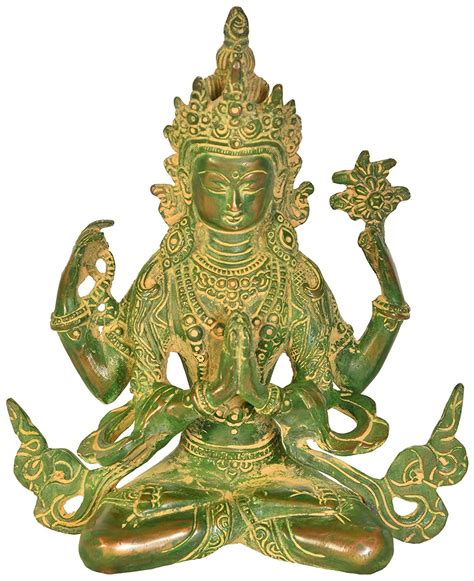 Exotic India Tibetan Buddhist Deity Shadakshari Lokeshvara - Chenrezig ...