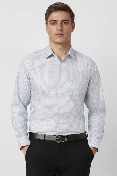 Buy Men White Regular Fit Check Full Sleeves Formal Shirt Online ...