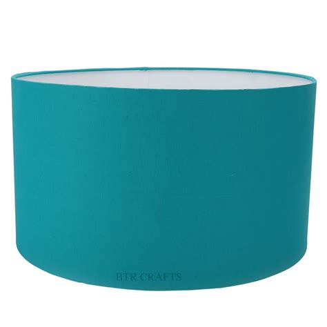 BTR CRAFTS 16" Inches Teal Drum Lampshade, Cotton Fabric.