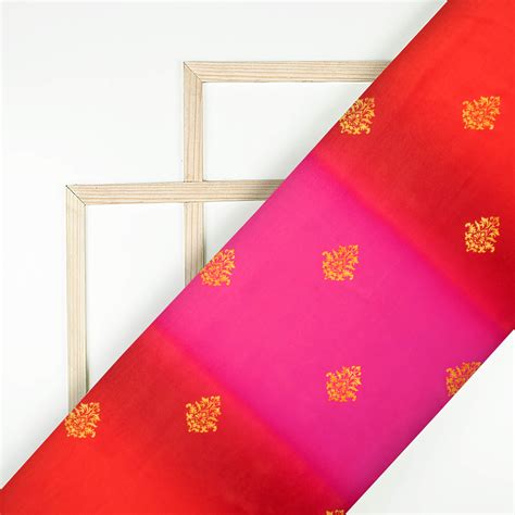 Red And Pink Ethnic Pattern Digital Print Lush Satin Fabric – Fabcurate