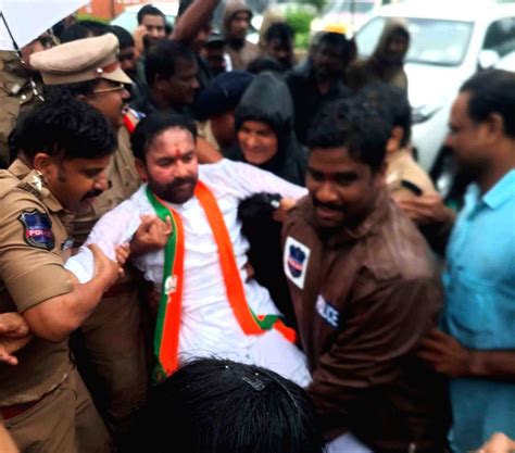 Union Minister and Telangana BJP President G Kishan Reddy being taken ...