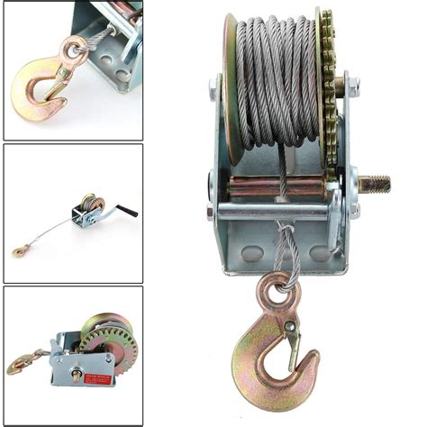 KingSaid Hand Winch 600lbs Manual Hand Crank Strap Gear Winch Heavy ...