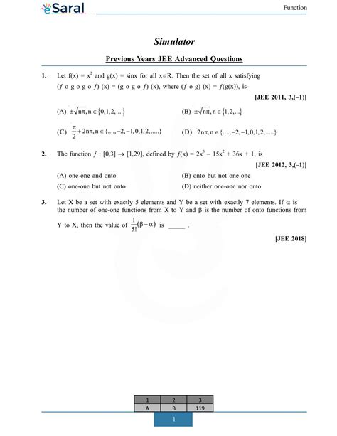 Function - JEE Advanced Previous Year Questions with Solutions