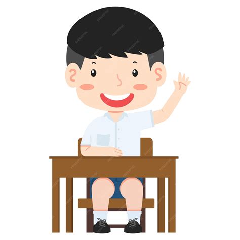 Premium Vector | Students boy raising hand in classroom