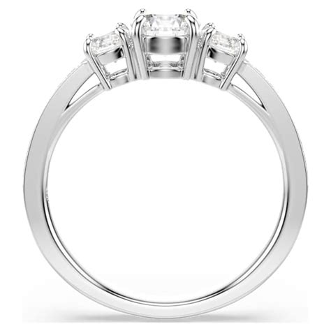 Stilla Attract ring, Round cut, White, Silver-tone finish | Swarovski