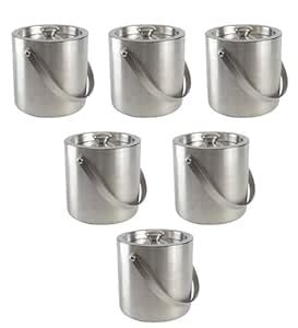 Buy Dynore Stainless Steel Double Wall Ice Bucket 1500 ml- Set of 6 ...