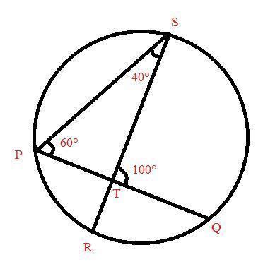In fig. point T lies in the interior of the circle then find a) m(arc ...
