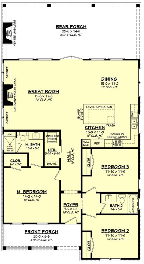 Lake Home Floor Plans 1 Story 4 Bedroom Lake House Style House Plan