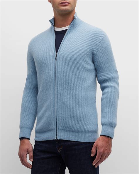 Neiman Marcus Cashmere Collection Men's Recycled Cashmere Full-Zip ...