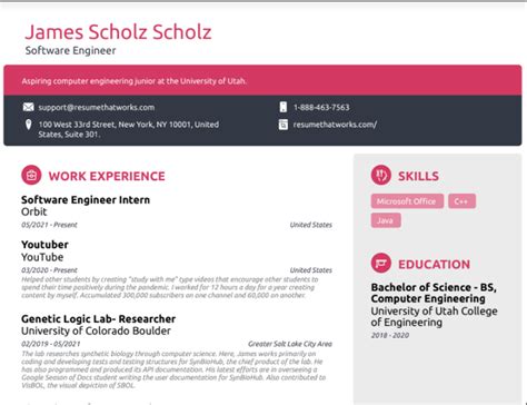 Software Engineer Resume 的图像结果