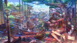 Athahdesigns Anime anime-cities-kimonosWallpaper Paper Print ...