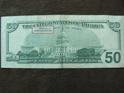 1996 $50 Dollar Bill, Error Note, Fifty Old U S Money Currency Low ...