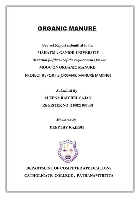 MOOC Project Report on Organic Manure Production Techniques - Studocu