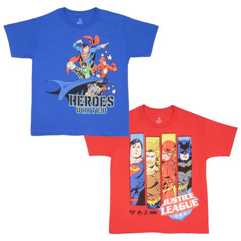 WARNER BROS Justice League Boys Graphic Tees Short Sleeve T Shirts ...