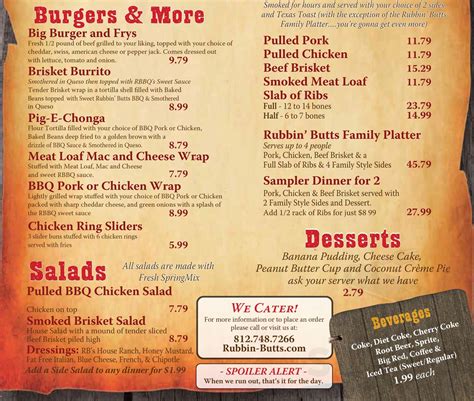 Menu - Sellersburg IN's Rubbin' Butts BBQ | Sirved