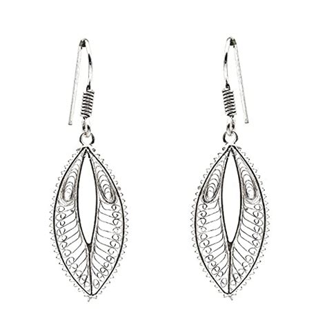 Buy Cuttack Tarkashi Association Handmade White Silver Earrings for ...