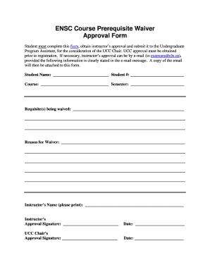 Fillable Online ENSC Course Prerequisite Waiver Approval Form Fax Email ...