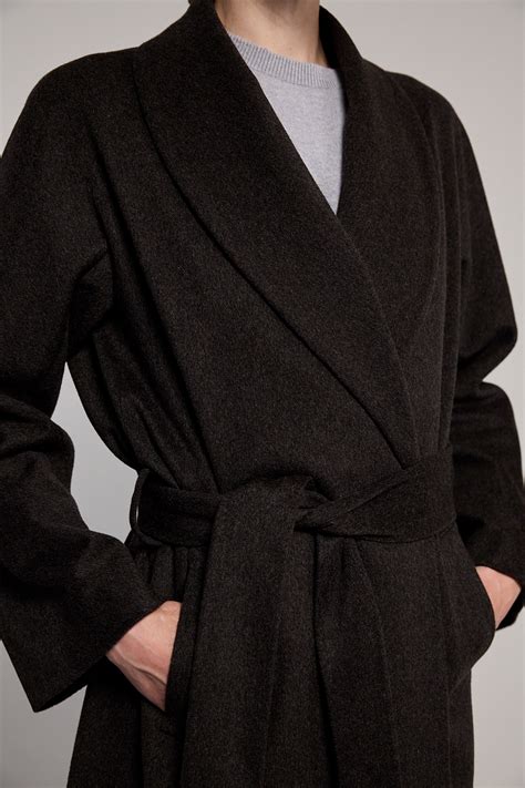 Loro Piana Chocolate Brown Wool Wrap Coat by Knot Standard