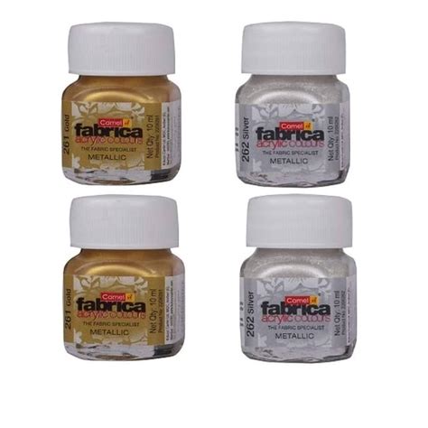 Camel Fabrica Acrylic Colours Metallic 10 Ml Each Gold & Silver Pack Of ...