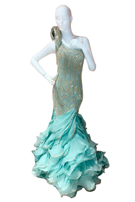 Gaurav Gupta One Sided Off Shoulder Ruffled Gown – Kuro Clothing India