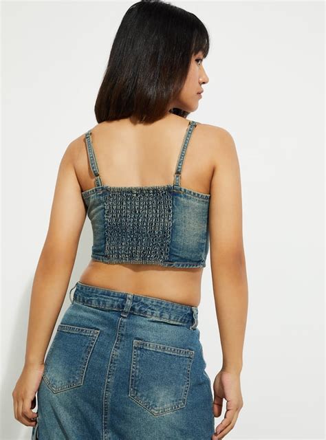 Buy ALAYA F x URB_N Women Denim Bralette Top Online at just Rs. 799.0 ...