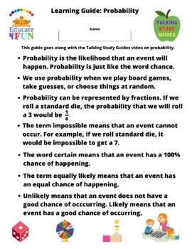 Image result for Probability Study Guide