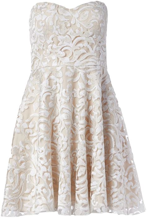 Buy Minuet Women's Strapless Embroidered Bodice Long, White, Medium at ...
