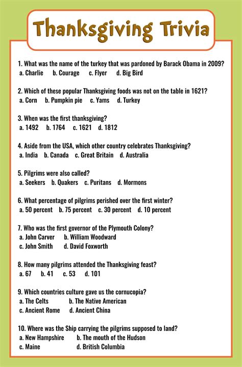 Trivia questions thanksgiving 10 free pdf printables – Artofit