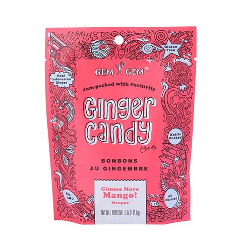 Gem Gem Ginger Candy Chewy Ginger Chews Mango, 5.0oz, Pack of 1 ...