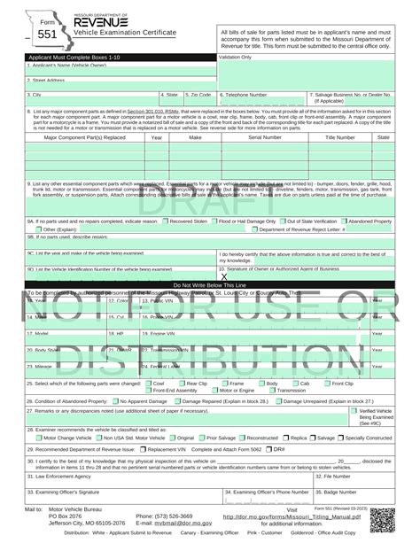 Missouri Vehicle Inspection And Titling Form